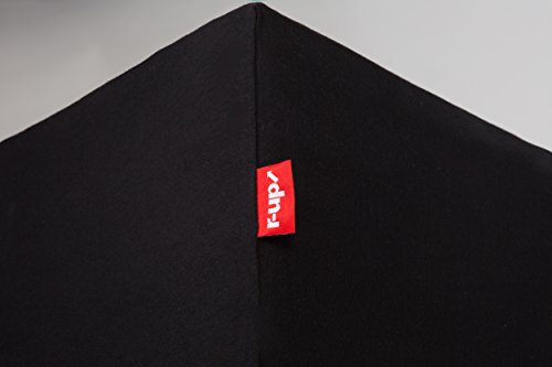 r-up - Sábana bajera ajustable, 90 x 200 – 100 x 220 hasta 35 cm de altura, 95 % algodón/5 % elastano, 230 g/m2, Oeko-Tex, sin estrés, también para colchones altos (negro)