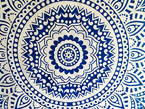 Raajsee Tapices de pared color azul tipo mandala de doble tamaño, diseño de pavo real, psicodélico, ropa de cama estilo indio, colgante de pared bohemio, cubierta de cama de estampado floral, tapiz hippie de raajsee (54 84)