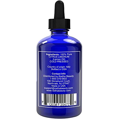 Radha Beauty Aceite esencial con 5 veces más fuerza 100% puro y natural - Aceite de calidad premium prensado en frío de Italia Limón 120mL
