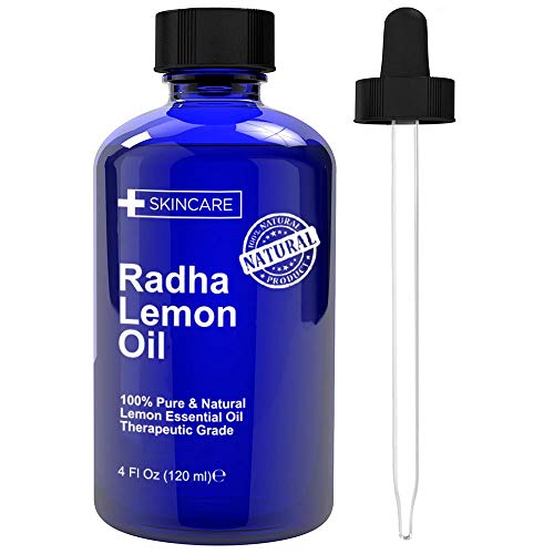 Radha Beauty Aceite esencial con 5 veces más fuerza 100% puro y natural - Aceite de calidad premium prensado en frío de Italia Limón 120mL