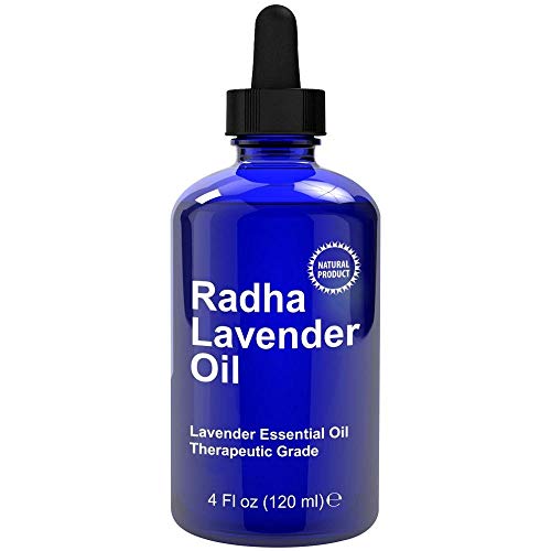 Radha Beauty - Aceite Esencial de Lavanda 120mL - Grado 100% natural y terapéutico, vapor destilado para aromaterapia, relajación, sueño, lavandería, alivio del estrés y la ansiedad, meditación, masajes, dolores de cabeza