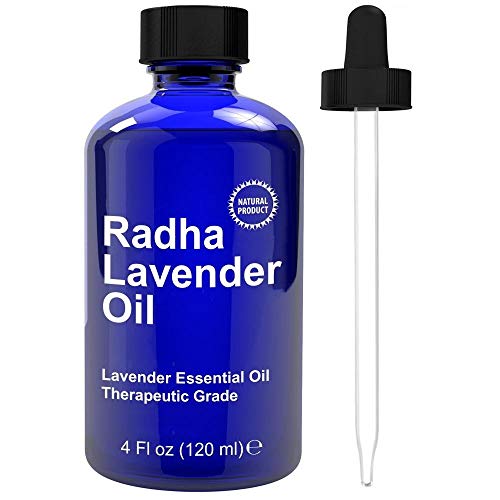 Radha Beauty - Aceite Esencial de Lavanda 120mL - Grado 100% natural y terapéutico, vapor destilado para aromaterapia, relajación, sueño, lavandería, alivio del estrés y la ansiedad, meditación, masajes, dolores de cabeza