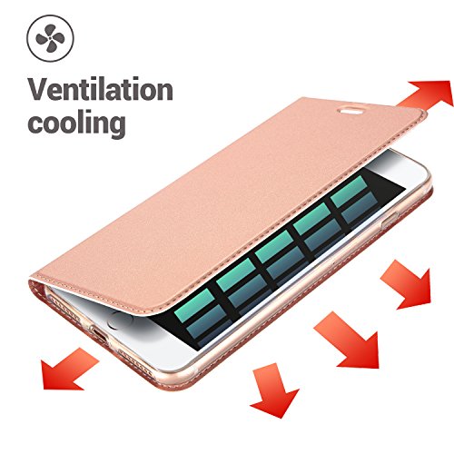 Radoo Funda iPhone 8 Plus,Funda iPhone 7 Plus, Slim Case de Estilo Billetera Carcasa Libro de Cuero,PU Leather con TPU Silicona Interna Suave para iPhone iPhone 7 Plus/iPhone 8 Plus (Oro Rosa)