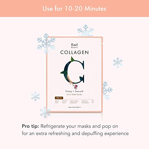 Rael Youth Island Máscara facial con colágeno (5 hojas): mascarilla reafirmante y lifting para pieles finas, arrugas y envejecimiento. Lo mejor para la piel con signos de envejecimiento prematuro.