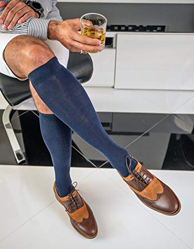 Rainbow Socks - Hombre Mujer Altos Calcetines Largos Hasta de Rodilla de Algodón - 12 Pares - Blanco Gris Negro Turquesa Azul Azul Marino Verde Rojo Amarillo Naranja Rosa - Talla 36-38