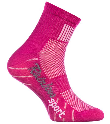 Rainbow Socks - Niño Niña Calcetines Deporte Colores Algodón - 6 Pares - Naranja Rojo Amarillo Azul Verde Rosa - Talla 30-35