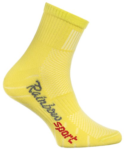 Rainbow Socks - Niño Niña Calcetines Deporte Colores Algodón - 6 Pares - Naranja Rojo Amarillo Azul Verde Rosa - Talla 30-35