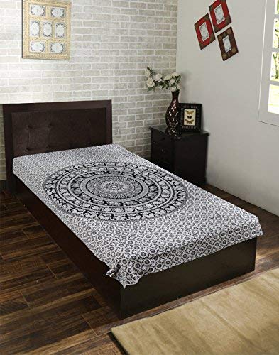 RAJRANG BRINGING RAJASTHAN TO YOU Tapiz Mandala Colgar en la Pared - Black and White Tapices Decorativo Cubierta Decorativa Casera Etnica India Tapestry - Blanco y Negro - 213 x 137 cm