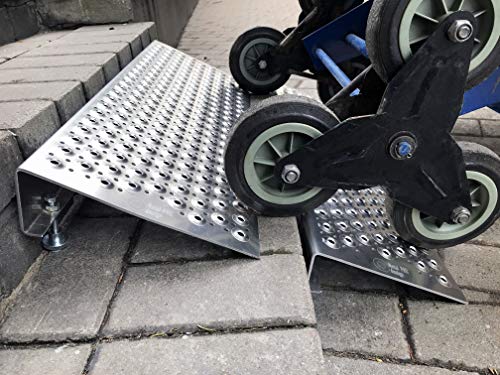 Rampa regulable para scooters, sillas de ruedas y carros, altura de 8 a 14 cm. Aluminio