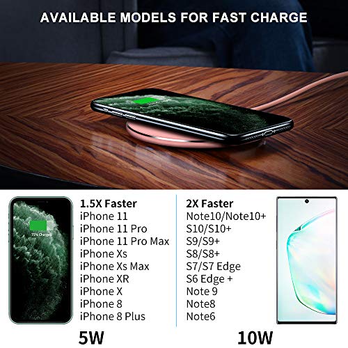 Rápido Cargador Inalámbrico Wireless-Yarrashop Rápido Qi Carga Rápida para iPhone 11/11 Pro/11 Pro MAX,XS MAX,XR,XS,X iPhone 8 Plus Samsung Galaxy S10/S10+ S9/S9 Plus S8 Plus/Nota 8 y más (Oro Rosa)