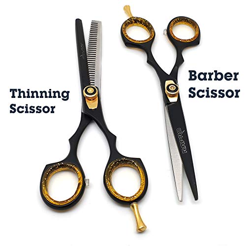 RAPRO RP-SS-01 - Tijeras profesionales para peluquería incluye tijeras de peluquería, tijeras de entresacar, maquinilla de afeitar con peine para el pelo y estuche tijeras