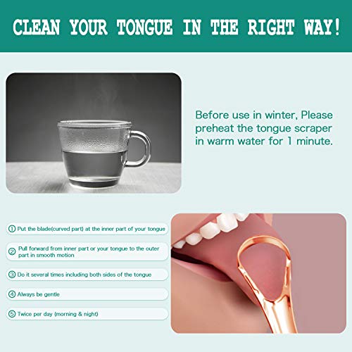 Rascador de lengua de acero inoxidable – Rascador de lengua para adultos, cura el mal aliento. Limpiadores de lengua más fresco en cuestión de segundos (2 unidades)