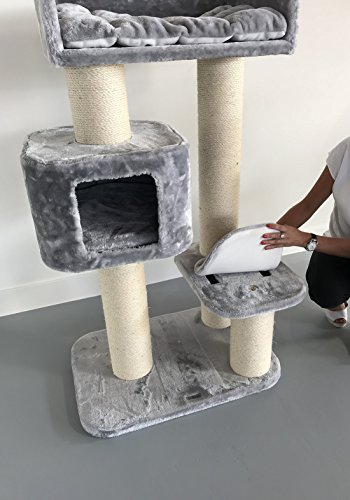 Rascador para gatos grandes Devon Rex Gris claro baratos arbol xxl maine coon gato adultos con hamaca gigante sisal muebles sofa escalador torre Árboles rascadores cama cueva repuesto medianos