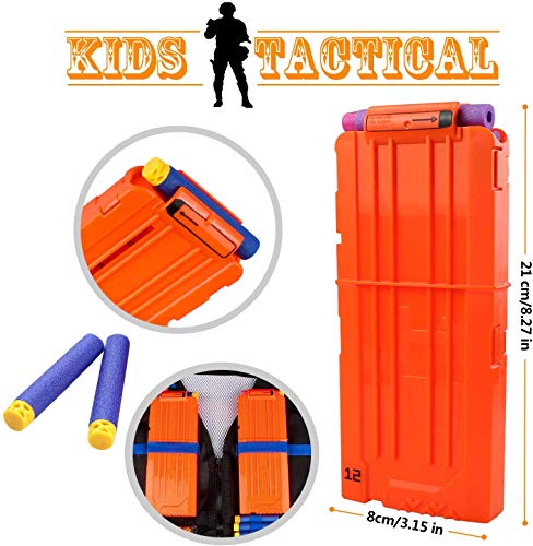 RATEL Kit de Chaleco Táctico para Niños, 37pcs Traje de chaqueta para N-Strike Elite Series con 30 piezas de espuma Dardos + 2 Quick Reload Clips + 1 Gafas protectoras + 1 Máscara + 2 muñequera