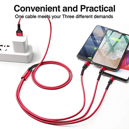 RAVIAD 3 en 1 Multi Cable de Carga, Nylon Multi USB Cargador Cable Múltiples Micro USB Tipo C Compatible con Samsung Galaxy S10/S9/S8/S7/S6, Huawei P30/P20/P10, Xiaomi Redmi Note 7/Mi A3/A2/A1