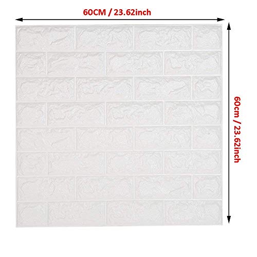 Ray-Velocity 3D Ladrillo Pegatina Pared Autoadhesivo Panel Pared Impermeable 3D DIY Wall Stickers Moderno Blanco Decorativo pare Cocina, baño, dormitorio, oficina, fondo TV 60 * 60CM