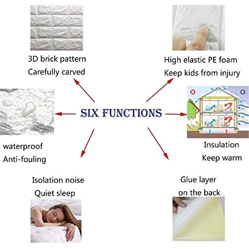 Ray-Velocity 3D Ladrillo Pegatina Pared Autoadhesivo Panel Pared Impermeable 3D DIY Wall Stickers Moderno Blanco Decorativo pare Cocina, baño, dormitorio, oficina, fondo TV 60 * 60CM