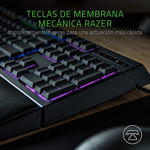 Razer Ornata Chroma - Teclado Gaming, Estándar con USB, Alámbrico, Interruptor de Membrana,Teclas de Membrana, ES Layout, Color Negro