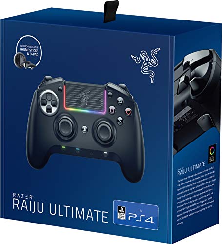 Razer Raiju Ultimate Controlador inalámbrico y con cable para juegos (con botones de acción táctiles Mecha, piezas reemplazables, panel de control rápido e iluminación Chroma RGB), Negro