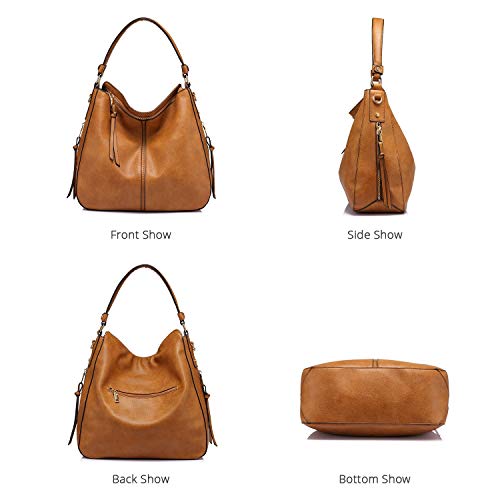 Realer Bolso Mujer Hobo Casual Bolsos Bandolera Sintetico Bolsos de Hombro Cuero PU Grande Shopper Bolsa Tote Vintage Marron