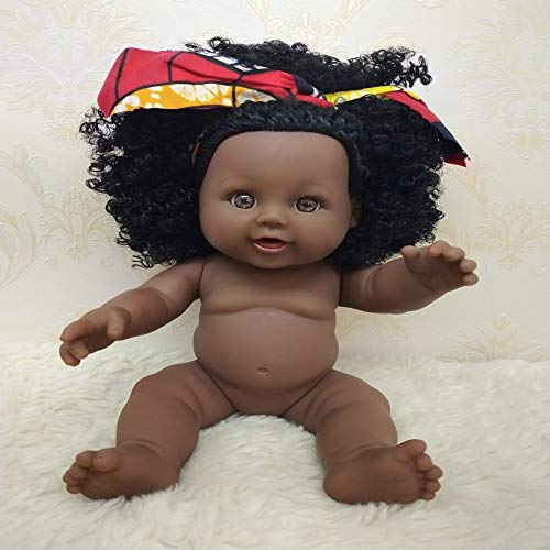 Reborn Baby Doll Real Body Roto-PVC Baby Girl Doll Black Indian Style Muñeca Suave 12 Pulgadas 30cm