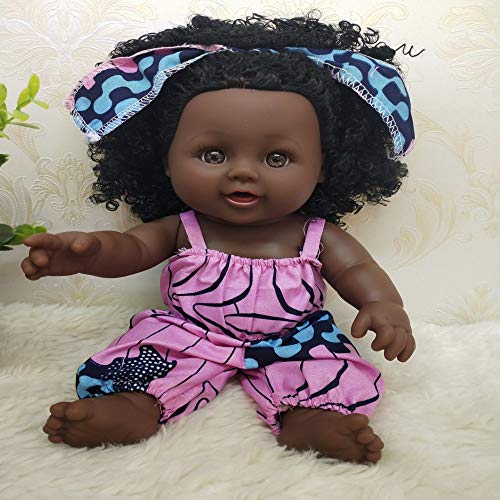 Reborn Baby Doll Real Body Roto-PVC Baby Girl Doll Black Indian Style Muñeca Suave 12 Pulgadas 30cm