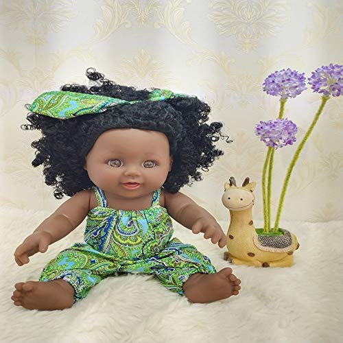 Reborn Baby Doll Real Body Roto-PVC Baby Girl Doll Black Indian Style Muñeca Suave 12 Pulgadas 30cm