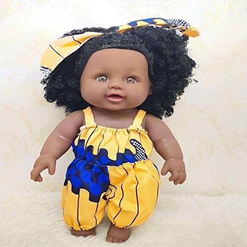 Reborn Baby Doll Real Body Roto-PVC Baby Girl Doll Black Indian Style Muñeca Suave 12 Pulgadas 30cm