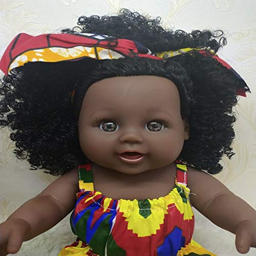 Reborn Baby Doll Real Body Roto-PVC Baby Girl Doll Black Indian Style Muñeca Suave 12 Pulgadas 30cm