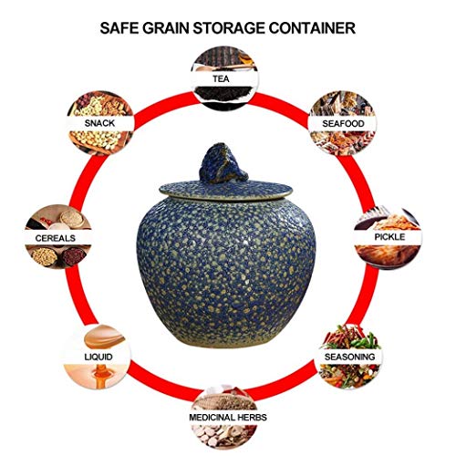 Recipientes de almacenamiento de arroz de cerámica Recipientes de almacenamiento sellados Barriles de harina Latas de grano de soja Latas de té Barriles de kimchi 32x32x32cm, Green, 32x32x32cm