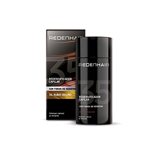 REDENHAIR | Redensificador Capilar | Fibras Capilares | Microfibras Capilares de Queratina | No destiñe | Resistente a Lluvia, Viento y Sudor | Solución Alopecia | Cabello Rubio Oscuro| 23 gr.