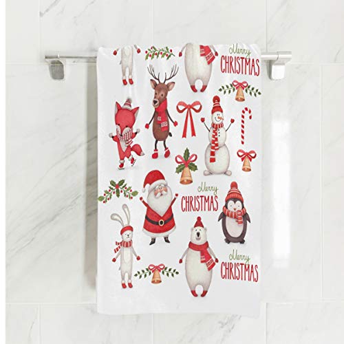 REFFW para el baño Inicio Hotel Gimnasio SPA Decorativo Suave Invitado Grande Toallas de baño Multiusos Mano Altamente Absorbente Ciudad Navidad Santa Muñeco de Nieve Ciervo Oso Polar Pingüino Animal