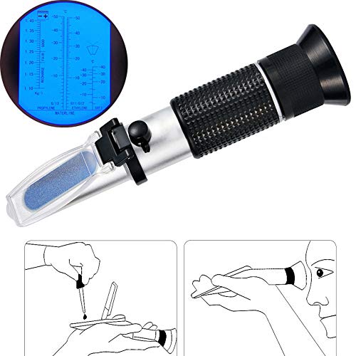 Refractómetro anticongelante para glicólico, anticongelante, refrigerante y ácido de batería. Medir el punto de congelación del automóvil y el estado del líquido de la batería