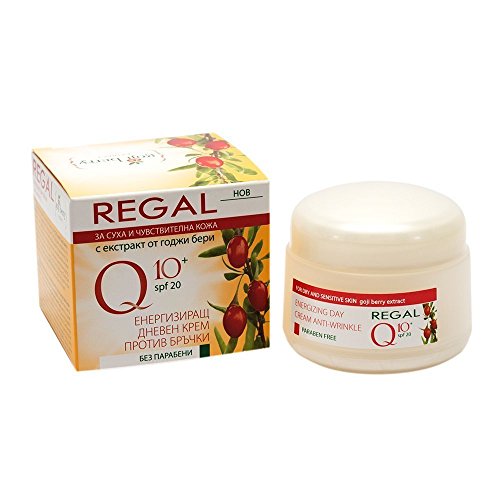 Regal Q10+ - Crema de Día energizante Antiarrugas con Baya de Goji SPF 20 Piel Seca y Sensible