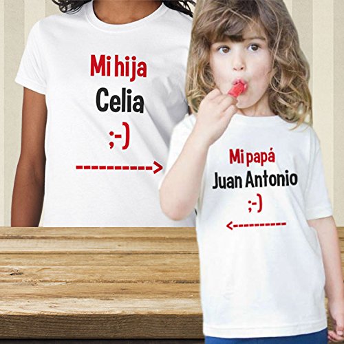 Regalo Personalizable para Madres: Pack de Camiseta para mamá + Camiseta para Hijo/a o Body para bebé 'Mi mamá' Personalizados con Sus Nombres