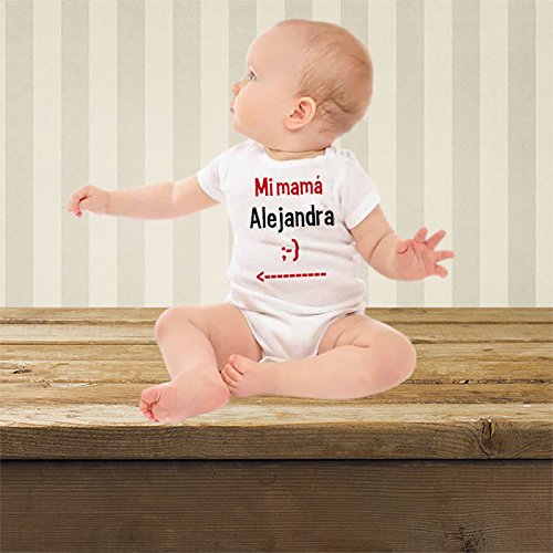 Regalo Personalizable para Madres: Pack de Camiseta para mamá + Camiseta para Hijo/a o Body para bebé 'Mi mamá' Personalizados con Sus Nombres