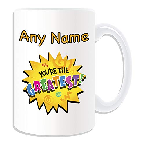 Regalo personalizado – You Are the Greatest Large Mug (tema de diseño de ocasión, blanco) – cualquier nombre/mensaje en su único – Star Good Well Done Felicitación logro