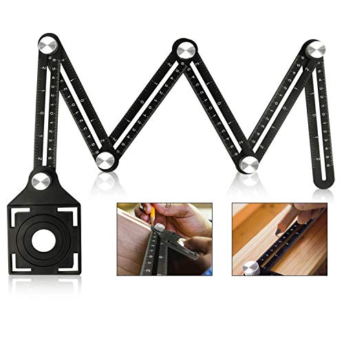 Regla de Medición Herramienta de Plantilla, Plegable Multi Angulo Regla de Medidas para Artesano, Constructor, Carpintero, Arquitecto【Aleación de Aluminio】