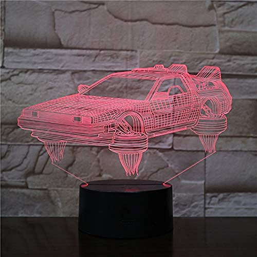 Regreso al futuro coche Luces en 3D fanáticos del cine hermosos regalos luz nocturna luz de batería LED luz nocturna entrega rápida