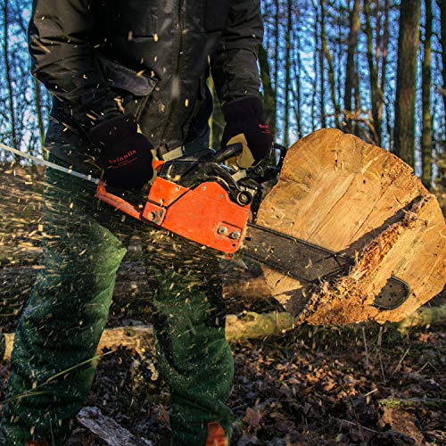 Reinalin Guantes de Trabajo de Seguridad de Cuero de Cabra,Guantes de Jardín con Muñeca Elástica,Guantes de Agarre para Jardinería/Construcción/Reparación (L)