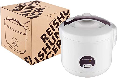 Reishunger Hervidor de arroz/arrocera (1,2l/500W/220V), función de mantenimiento del calor, olla interior, cuchara y vaso medidor de alta calidad – Arroz para hasta 6 personas