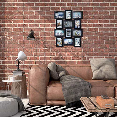 Relaxdays Marco de Fotos Múltiple para 12 Fotografías, Negro, 60.5x47.5x3.5 cm