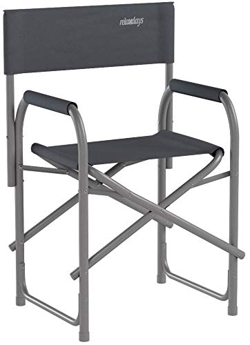 Relaxdays Silla Director Plegable para Maquillaje, Camping y Pesca, Aluminio, Gris, 85 X 56 X 45 cm