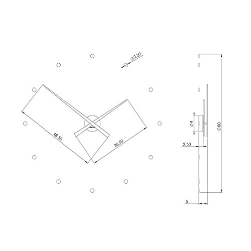 RELOJ DE PARED MODERNO OJ NEGRO 80 CM