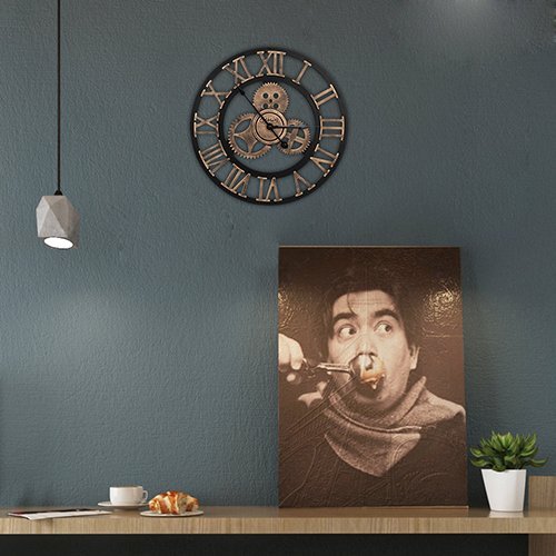 Reloj de pared vintage – Reloj de pared retro estilo artistico europeo con corona decorativa y números romanos hecha a mano de 3d para salón cocina dormitorio de cama Bar Cafe, esfera de