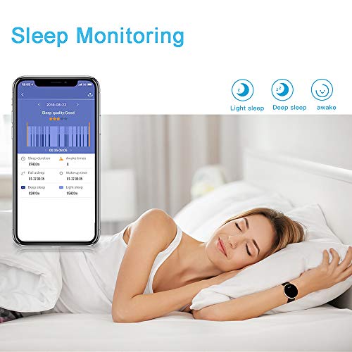 Reloj inteligente BOZLUN para mujeres con monitor de actividad física, monitor de ritmo cardíaco con pantalla a color, impermeable a prueba de IP68 y pantalla de compatible con iPhone Android