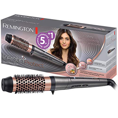 Remington Keratin Protect CB8338, Cepillo con Barril Térmico de 38 mm, Cerámica Avanzada con Queratina y Aceite de Almendras, hasta 180º C, Pantalla Digital