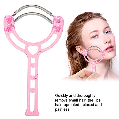 Removedor de vello facial, depiladora eficaz Herramienta de belleza de dispositivo de resorte de plástico de eliminación de vello portátil para mujeres y hombres(rosa)