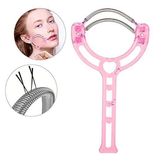 Removedor de vello facial, depiladora eficaz Herramienta de belleza de dispositivo de resorte de plástico de eliminación de vello portátil para mujeres y hombres(rosa)