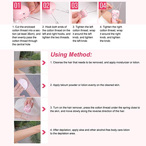 Removedor de vello facial eléctrico, depiladora de belleza para mujer, recortadora de hilo de algodón facial, afeitadora para el cuerpo, facial, carga USB(blanco)